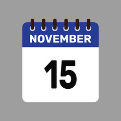 calendar with november 15 icon vector reminder for important deadlines and special events this autumn season