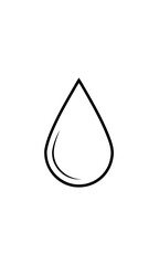 Simple outline drawing of a water drop on transparent background