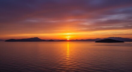 Naklejka premium Sunset over calm water