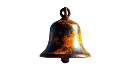 Rusty bell against black background