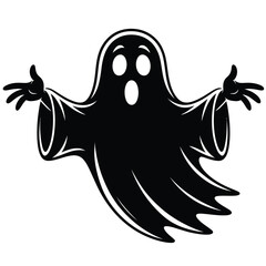 vector illustration of a spooky ghost with arms raised in fear