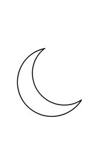 Simple crescent moon line drawing isolated on transparent background
