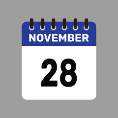 calendar with november 28 icon vector reminder for important deadlines and special events this autumn season