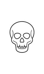 Simple line drawing of a human skull face on transparent background