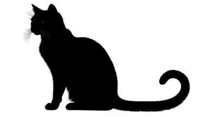Silhouetted black cat, stylized