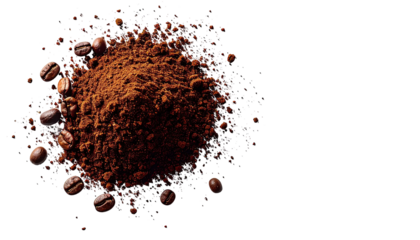 Coffee powder and beans explosion