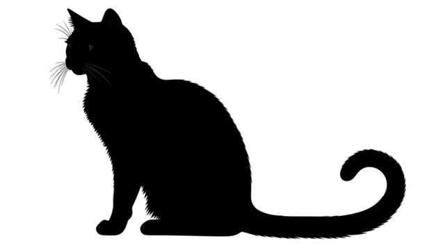 Silhouetted black cat, stylized