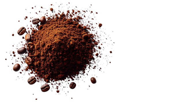 Coffee powder and beans explosion