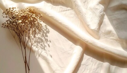 organic background made of soft beige linen texture combined with light natural