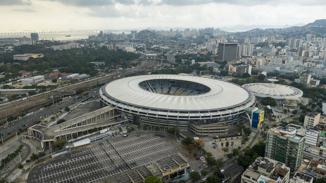 Panor&acirc;mica a&eacute;rea do Maracan&atilde;, palco de grandes finais e s&iacute;mbolo do futebol e da cultura no Brasil. Rio de Janeiro, RJ em 12 set 25