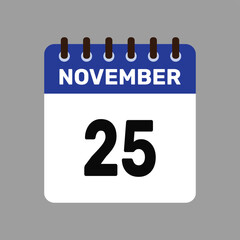 calendar with november 25 icon vector reminder for important deadlines and special events this autumn season