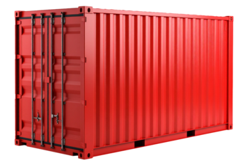 red container cargo isolated on white background
