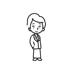 Old woman in formal clothes black and white vector illustration simple minimalist portrait design