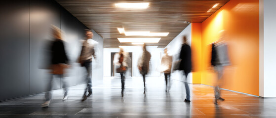 Dynamische Bewegungsunsch&auml;rfe von Menschen im Flur &ndash; modernes Businesskonzept