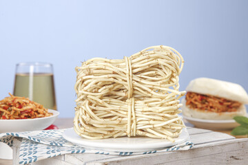 Fresh Young Bamboo Root Noodles Bundle Traditional Chinese Guizhou Cuisine Ingredient Display