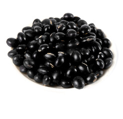 Black Soybeans Pile Isolated on White Background - Healthy Protein Legumes