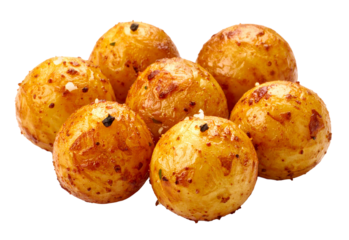 group of fried potato balls isolated on white background