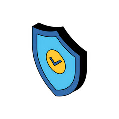 Minimalist Isometric Shield with Checkmark Icon