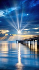 Obraz premium Twilight Ocean Scene with Piercing Light Beams