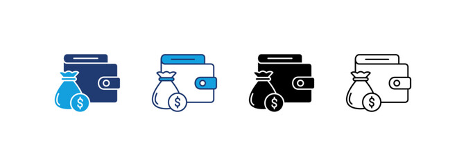 Wallet Icon Set Multiple Style Collection