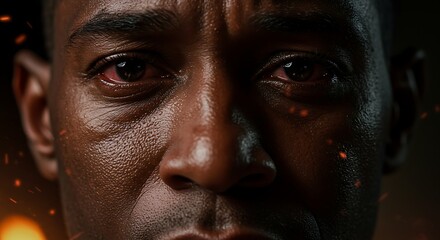 Realistic Close-Up Portraits of Sad Faces Lit by Firelight – Emotional Despair