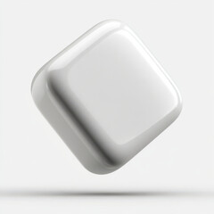 Glossy 3D rounded square, clean white, for modern UI elements and branding, with copy space