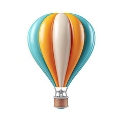 Fototapeta premium Vibrant hot air balloon, stylized design, with teal, orange, and cream colored stripes