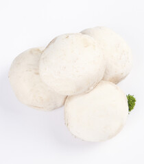 Fresh White Button Mushrooms on Clean Studio Background for Culinary Use