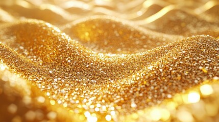 Golden glitter sand waves symbolize luxury, wealth, and elegance, reflecting glowing texture, festive brilliance, and sparkling design suitable for premium creative projects.