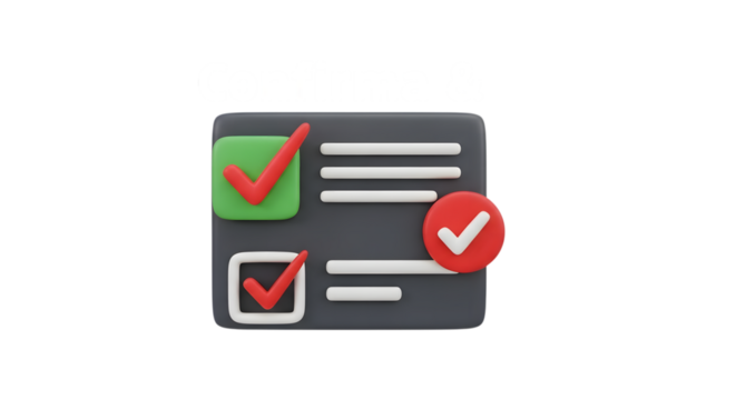 3d illustration of a todo list with check marks isolated on transparent background