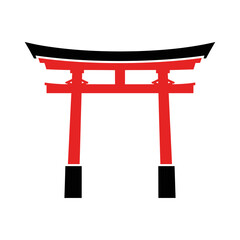 Torii Gate Vector, Minimal Japanese Culture Illustration, Shinto Temple Symbol, Traditional Asia Icon Isolated on White