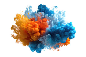 Colorful ink explosion in vibrant orange, blue, and white
