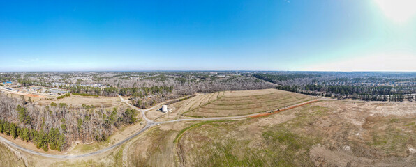 Aerial landscape Grovetown landfill in winter after Hurricane Helene in Appling Augusta Georgia