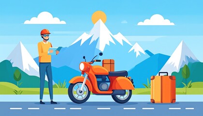 Fototapeta premium Delivery man reviewing map/mountain road