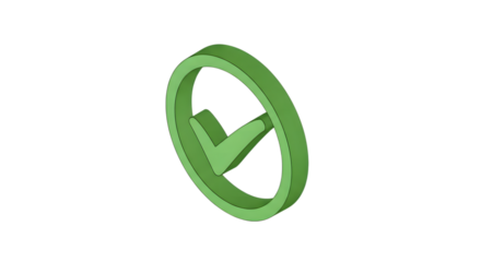 3d green check mark inside a green circle, isolated on transparent background