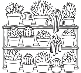 Cactus Coloring Pages for adults and kids