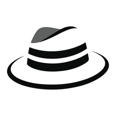 Classic Panama Hat with Black White Striped Band Vector