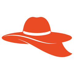 Red Wide Brim Felt Hat 1970s Glamour Vector