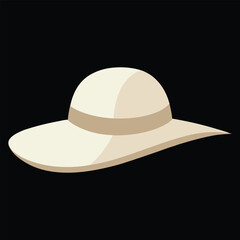 Minimalist Linen Wide-Brim Sun Hat Vector