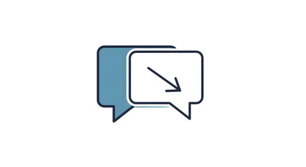 Two chat bubbles with a diagonal arrow inside one, isolated on transparent background