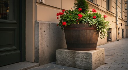 Ornamental planter beside building