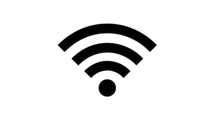 Simple Wifi Symbol Outline on Black Background wireless isolated on a transparent background