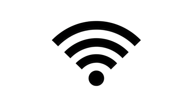 Simple Wifi Symbol Outline on Black Background wireless isolated on a transparent background