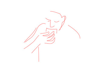 Minimal Woman Holding Coffee Line Art Vector illustration.