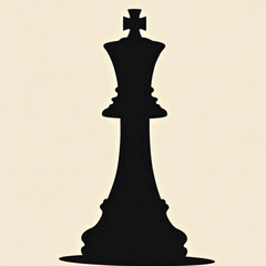 Chess King Silhouette: A commanding silhouette of the king chess piece, symbolizing strategic thinking and power, isolated against a neutral backdrop, hinting at intellect and strategy.