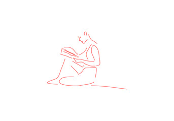 line drawing of a man reads a book. Hand drawn style illustration
