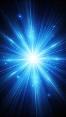 Bright blue light burst on black background with a soft focus effect