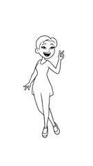 Beautiful woman dancing black and white vector illustration elegant graceful artistic silhouette design