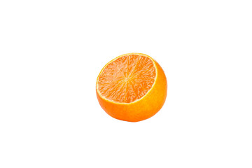 Fresh Orange Half Cut Fruit on White Background - Healthy Citrus Food Photography