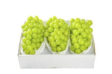 Fresh Green Grapes in White Gift Box - Healthy Fruit Present